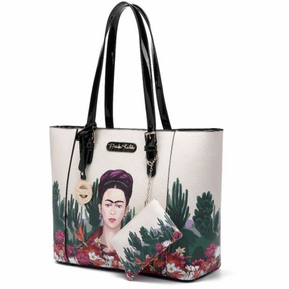 Authentic Frida Kahlo Large Tote & Coin Purse Set